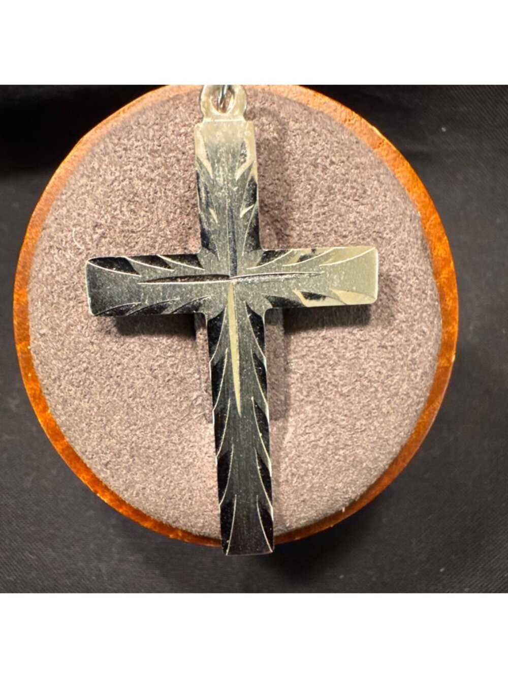 Solid Sterling Silver 925 Etched Cross Pendant Size 1.75" Length